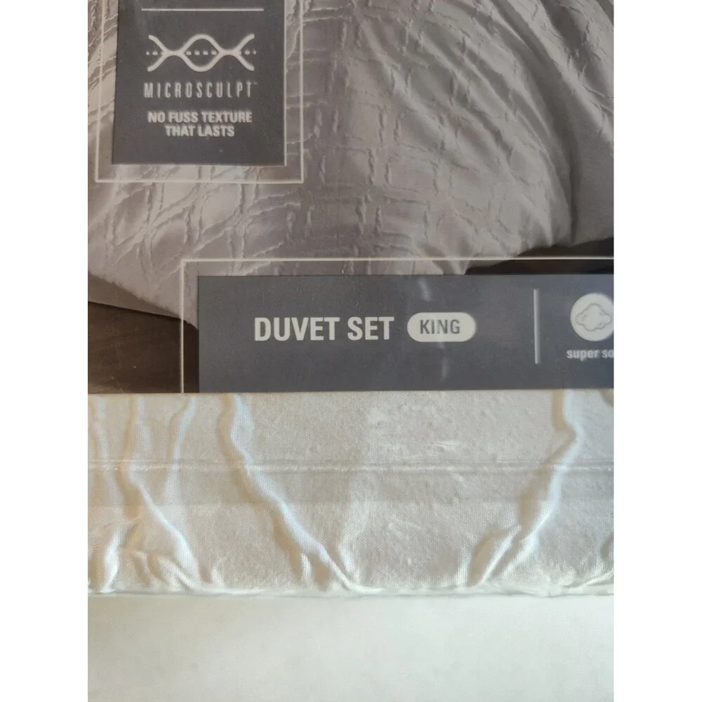 Microsculpt Duvet Set King Sz Super Soft Blasting Texture Fresh Clean white 1185
